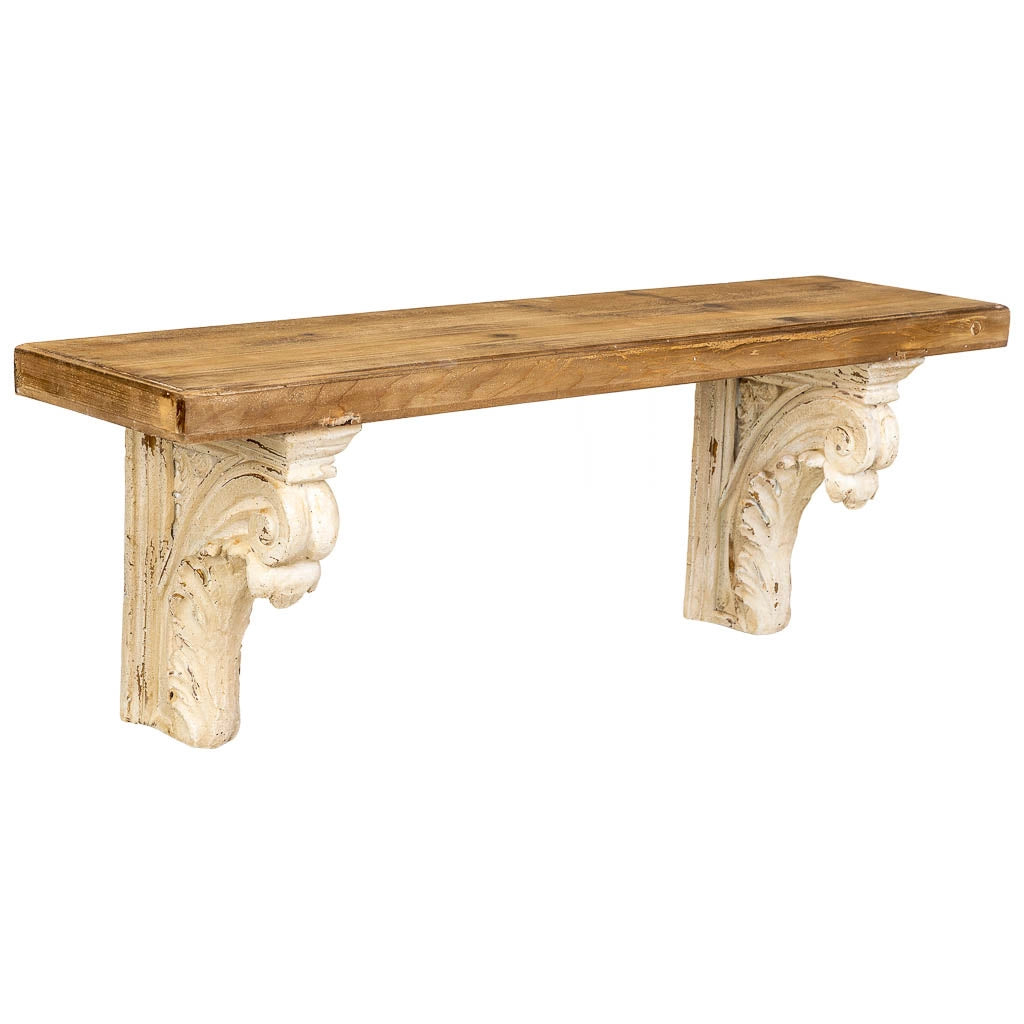 Mensola da parete in magnesio e legno, marrone e bianco, 110x29x40h cm