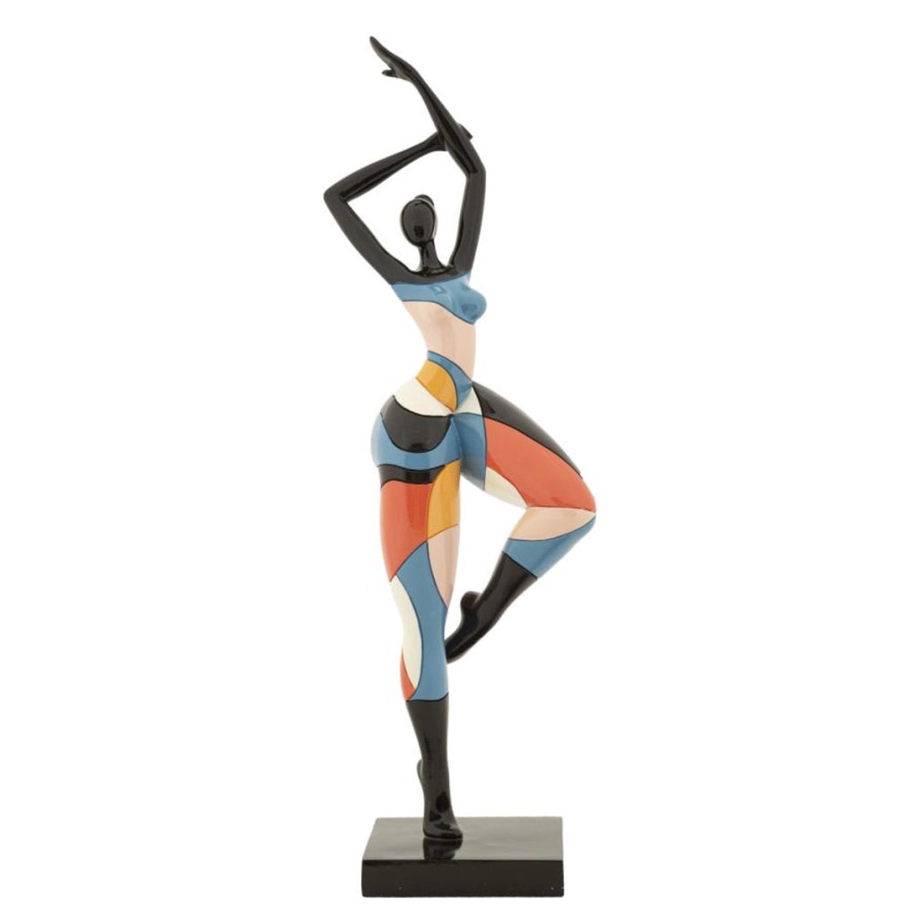 Scultura Donnina Dance Rubic B in resina multicolore