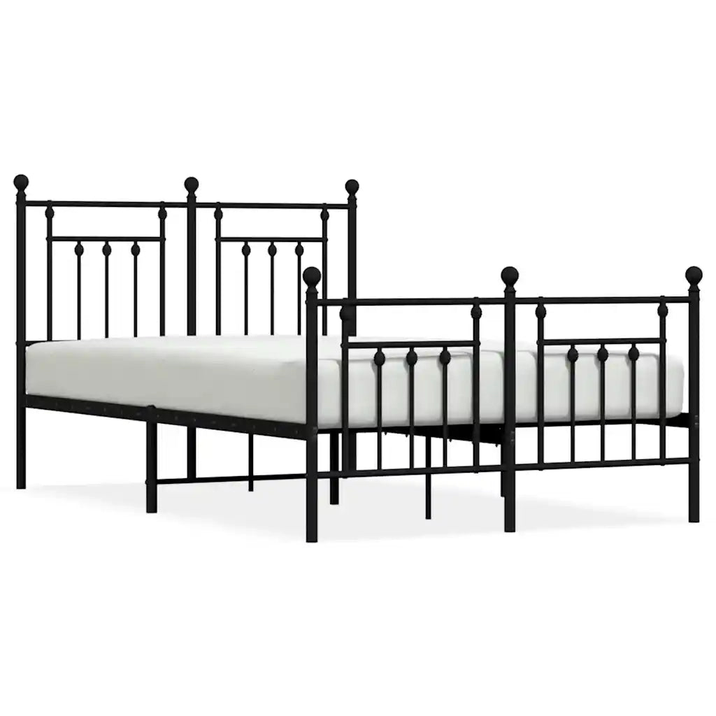 Giroletto con Testiera e Pediera-Struttura Letto Metallo Nero 135x190 cm 670287