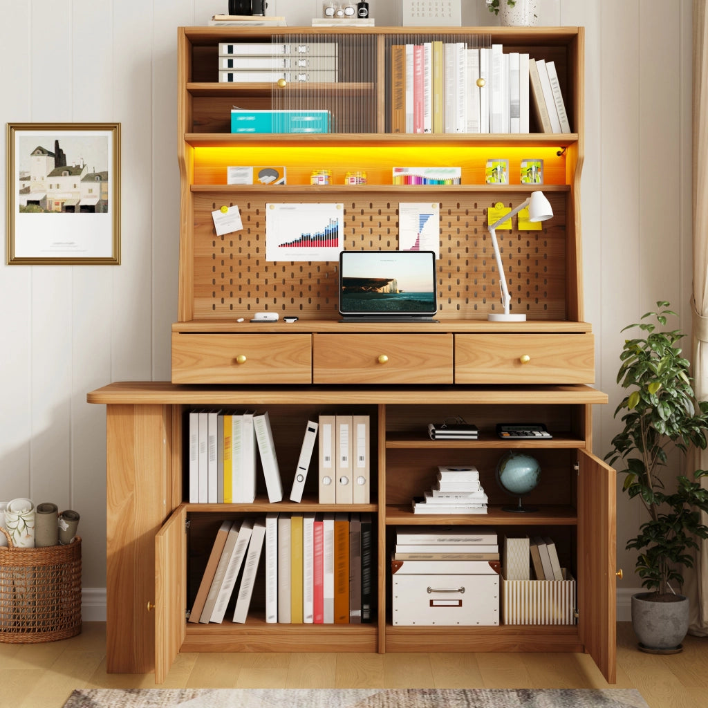 Mobile alto multifunzione con scrivania, LED e piano bar