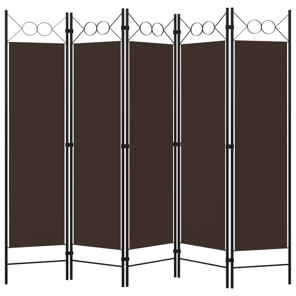 Paravento a 5 Pannelli Marrone 200x180 cm 320708