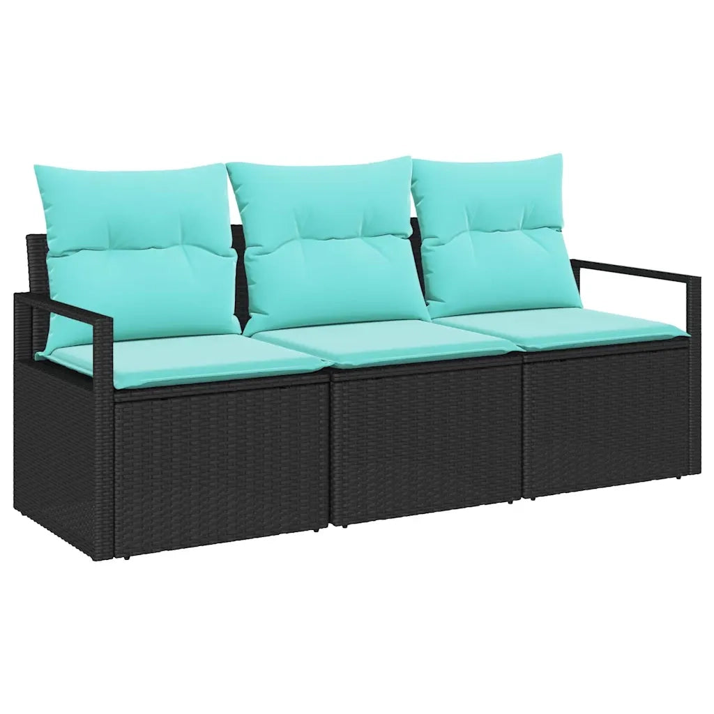 Set di divani 3 pcs Nero polyrattan