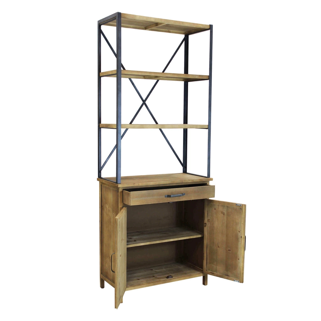 EUGENE MOBILE ALTO 2 RIPIANI, CASSETTO E ANTE 73,5X37,5X186CM LEGNO NATURALE