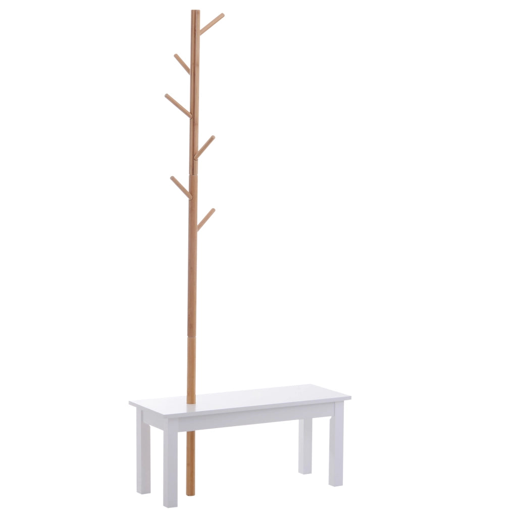 Panca con Appendiabiti da Ingresso ¨C Xylo ¨C Bamb¨´ Bianco 80x30x180cm