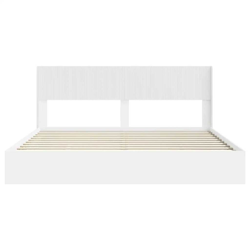 Letto matrimoniale | Letto per adulti | Struttura del letto con stoccaggio e testata Bianco