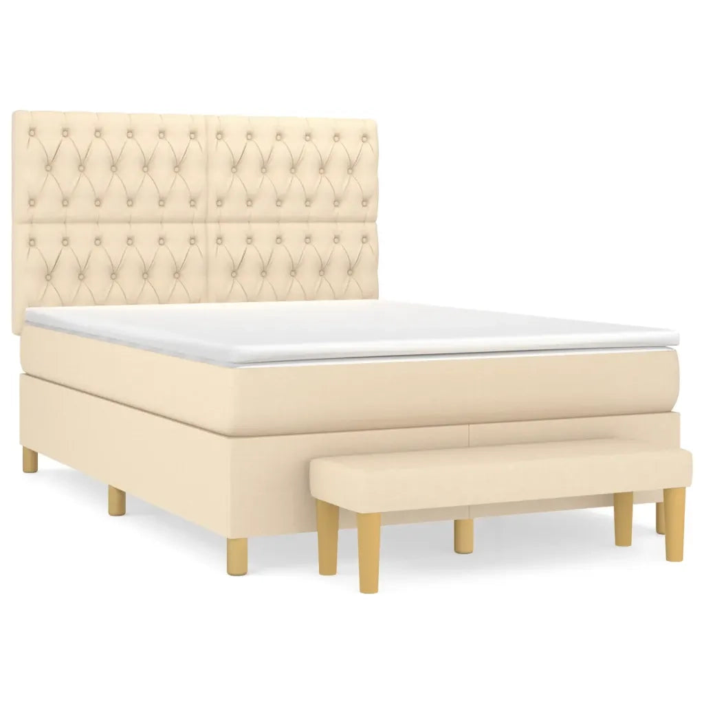 Giroletto a Molle con Materasso Crema 140x19 cm in Tessuto 3137394