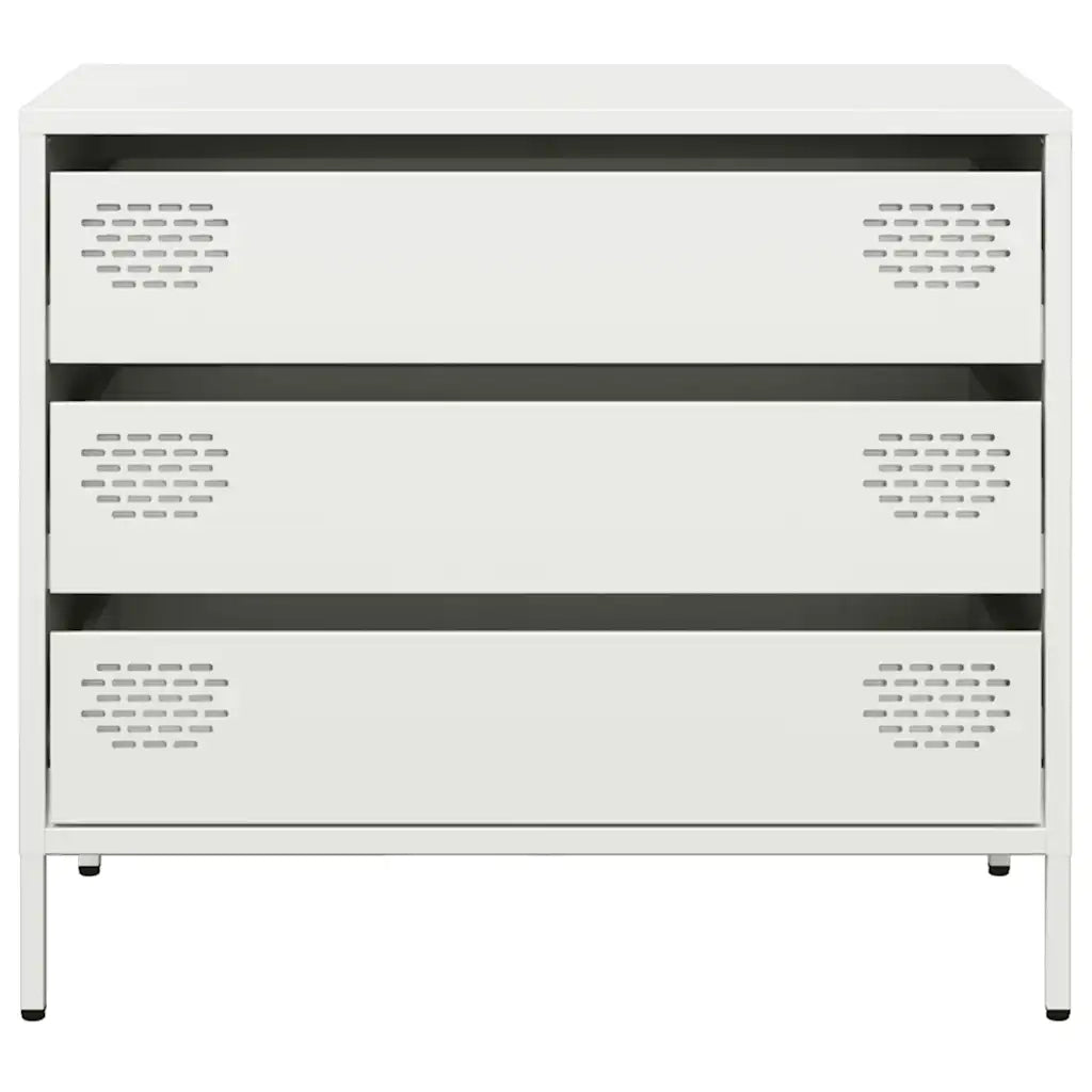 Credenza Bianca 68x39x58,5 cm in Acciaio Laminato a Freddo