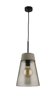 Sospensione nordica cono vetro fumé legno E27 15W Jupiter
