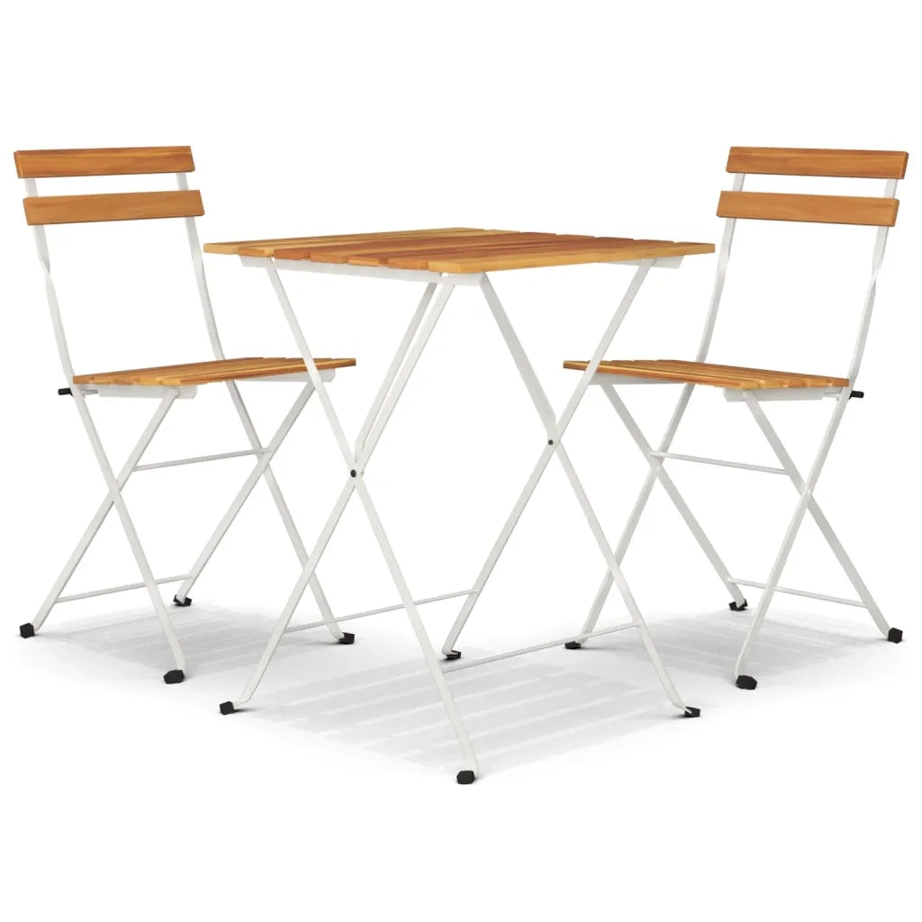 Set BistrÃ² Pieghevole 3pz in Legno Massello di Acacia e Acciaiocod mxl 103343