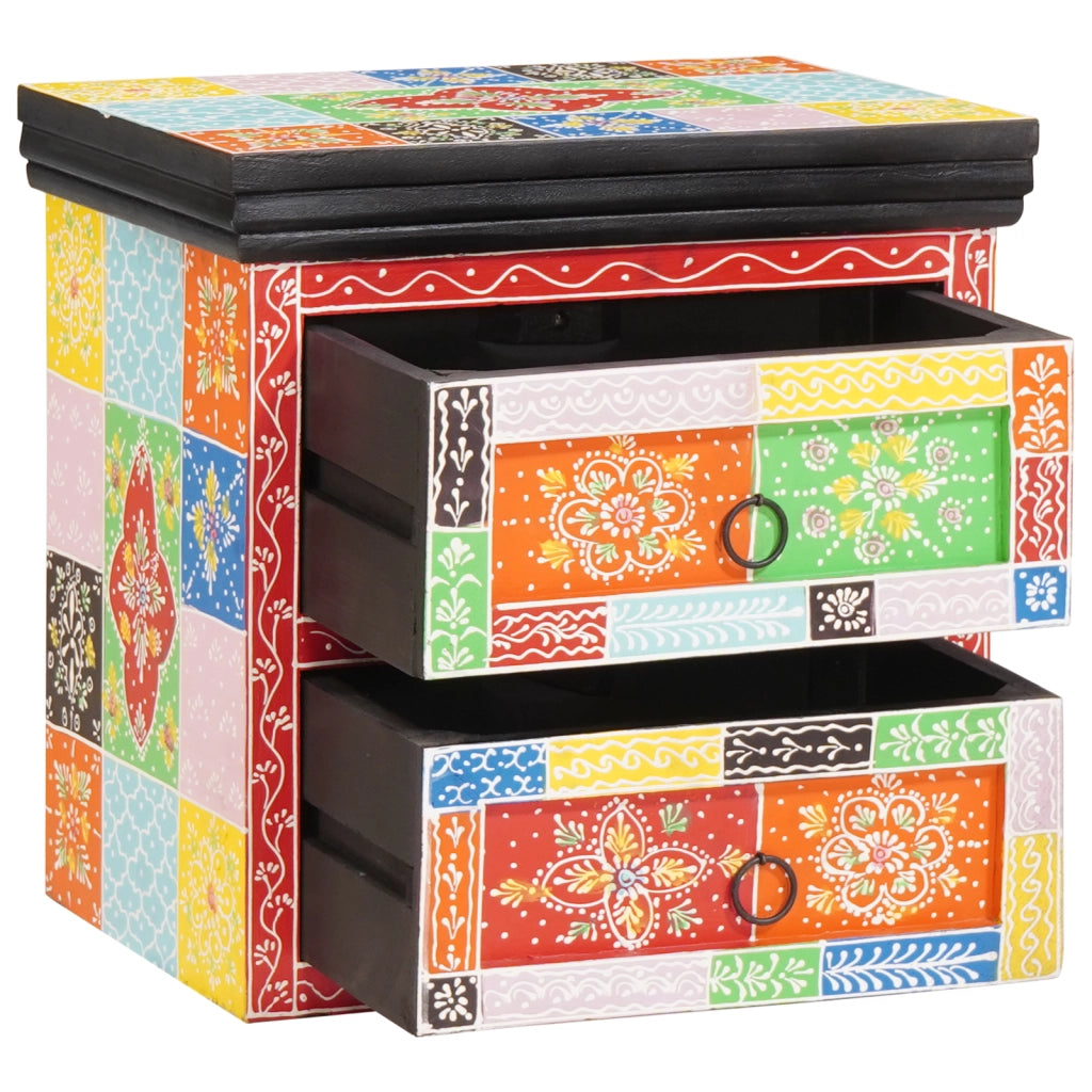 Comodino Multicolore 40x30x40 cm Legno Solido Mango