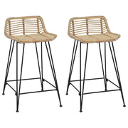 Sgabello da bar 2 pcs Naturale 44 x 45 x 76 cm Rattan e acciaio