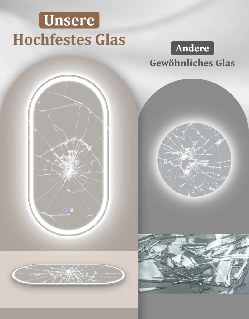 ZMH Specchio da bagno ovale con luce LED 60x120 cm parete touch antiappannamento IP44 dimmerabile 3000K-6500K
