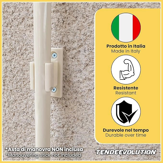 Ferma Asta in Plastica Marrone per Tende da Sole - Supporto per Ancoraggio a Muro