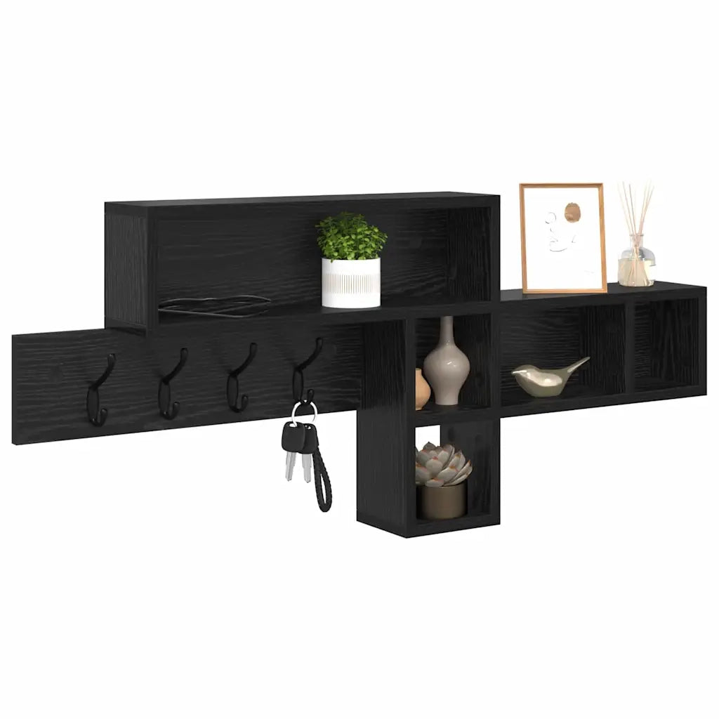vidaXL Appendiabiti a muro Rovere nero 100 x 12 x 43.5 cm