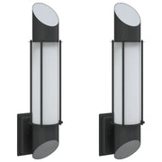 Set di 2 applique da esterno 10,5 x 14 x 48 cm design moderno resistente alle intemperie acciaio inox nero 02_0056607