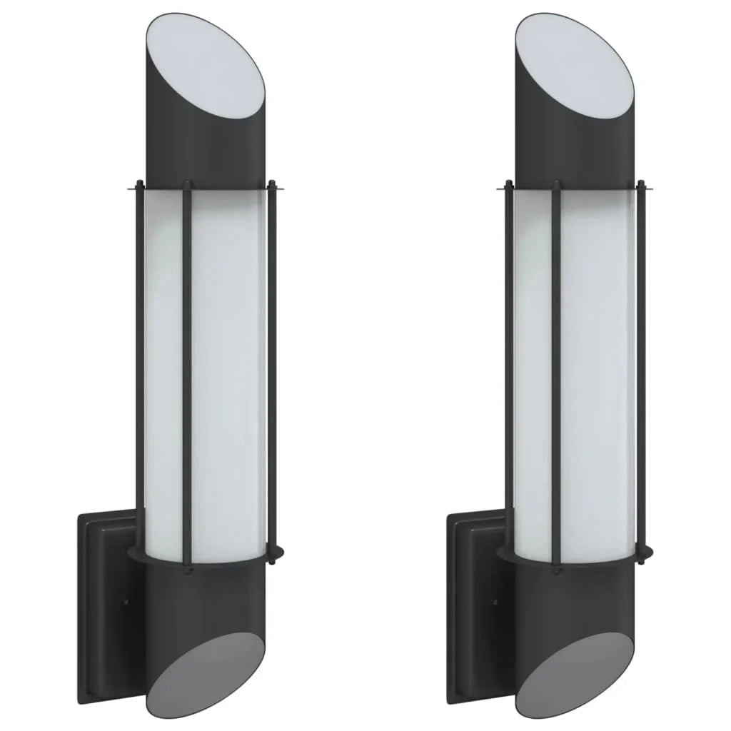 Set di 2 applique da esterno 10,5 x 14 x 48 cm design moderno resistente alle intemperie acciaio inox nero 02_0056607