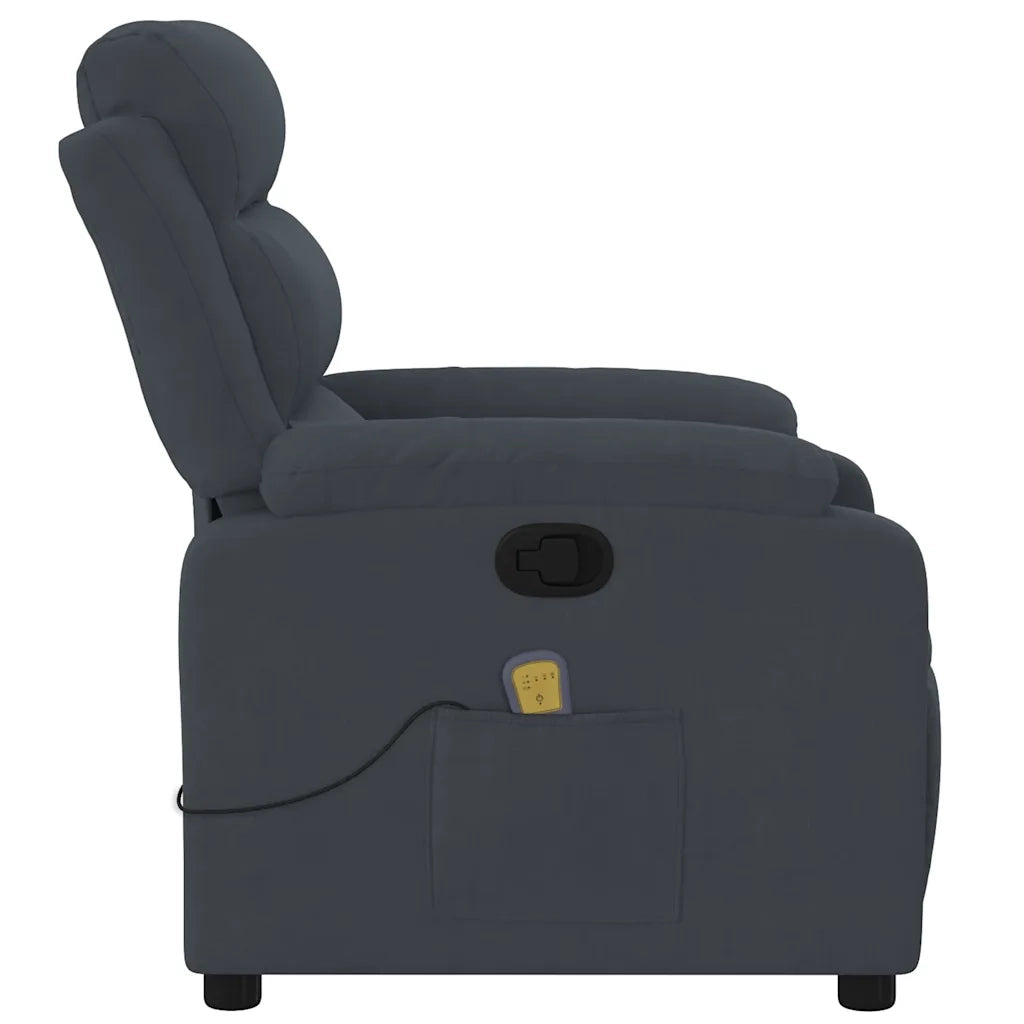 Divano Sedia-Poltrona Massaggiante Reclinabile Grigio Scuro in Velluto 631807