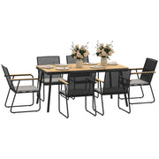 Tavolo da pranzo allungabile con 6 sedie ¨C zephmum ¨C legno naturale e nero 180x90x75 cm