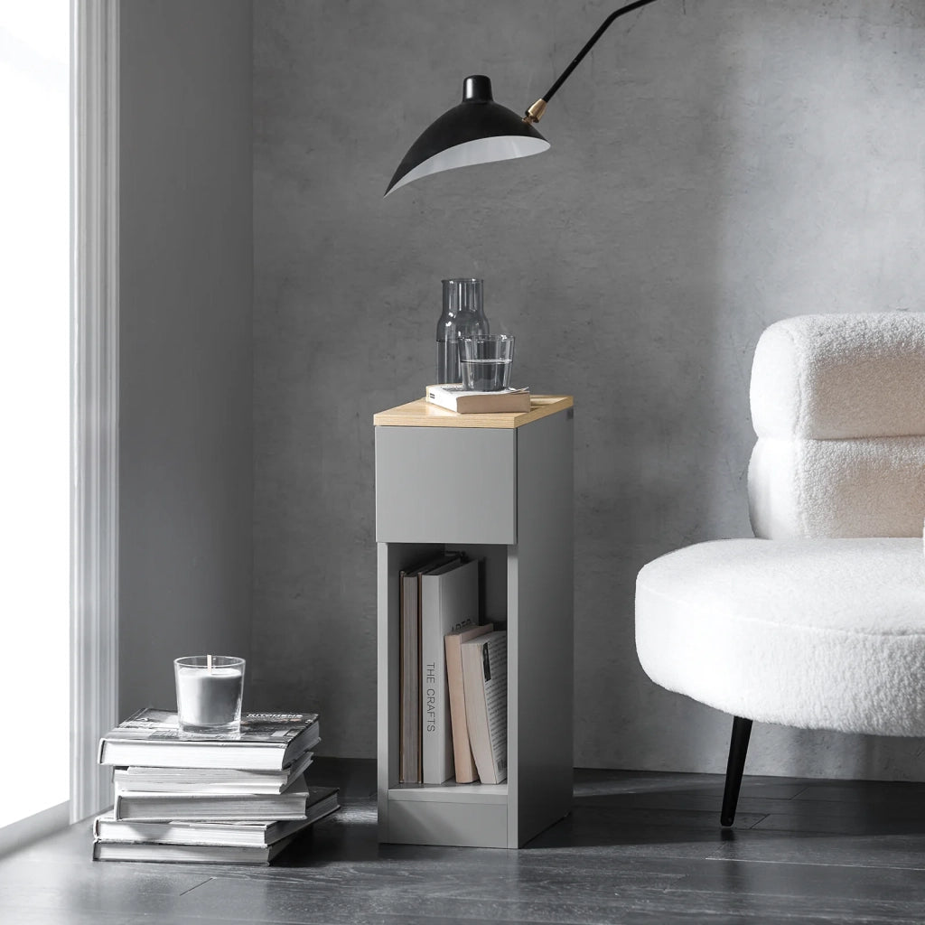 Comodino con cassetto per letto a molle 20x60x35 cm Grigio FBT111-HG