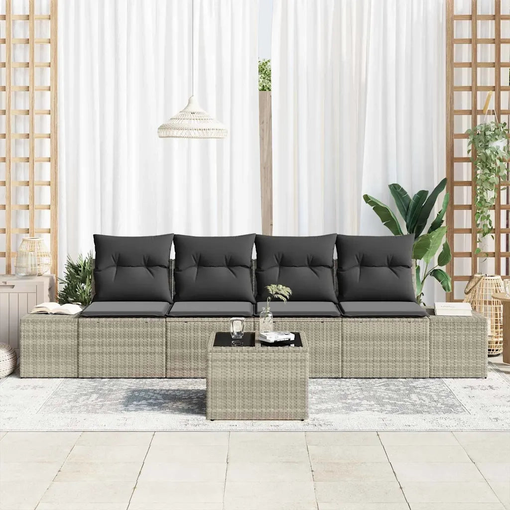 Set Divano da Giardino 5 pcs Grigio chiaro e grigio scuro