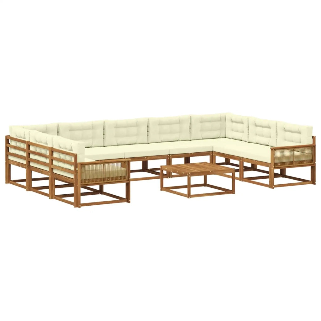 Set di divani da esterno con cuscino 10 pcs Naturale e Crema
