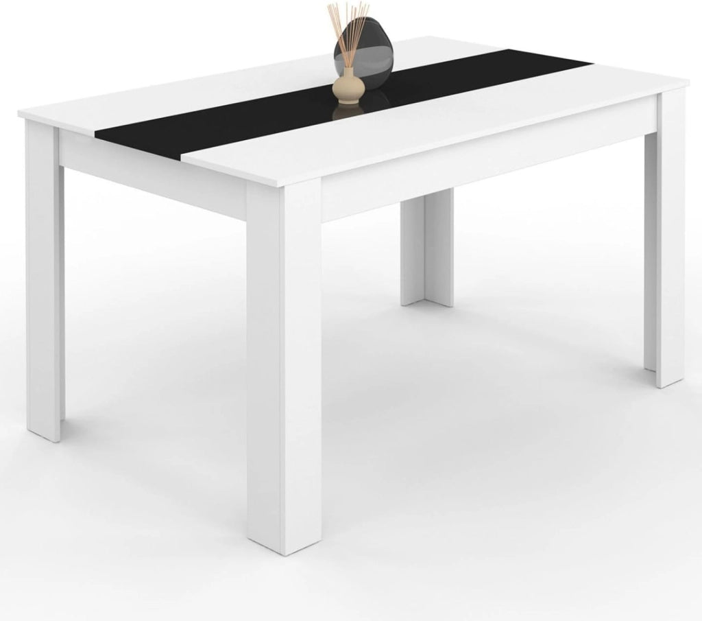 GEORGIA Tavolo da pranzo rettangolare bianco e nero per 6 persone 140 x 80 cm