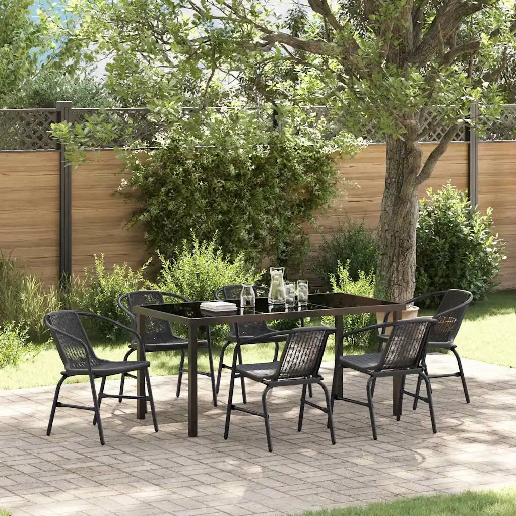 Set da Pranzo per Giardino 7 pcs Nero 3379384