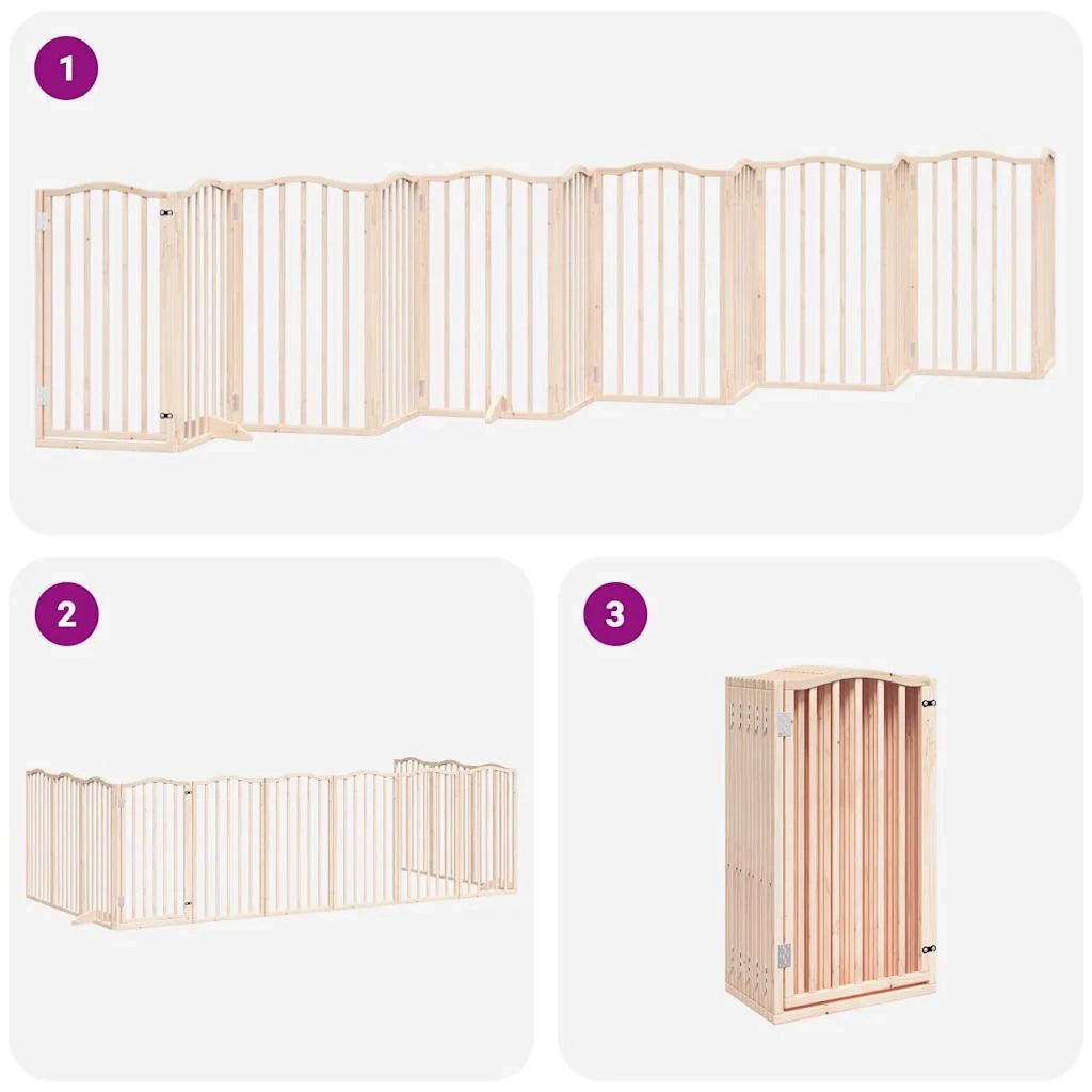 Cancelletto di sicurezza per animali domestici porta pieghevole 12 pannelli legno di pioppo marrone 02_0023159