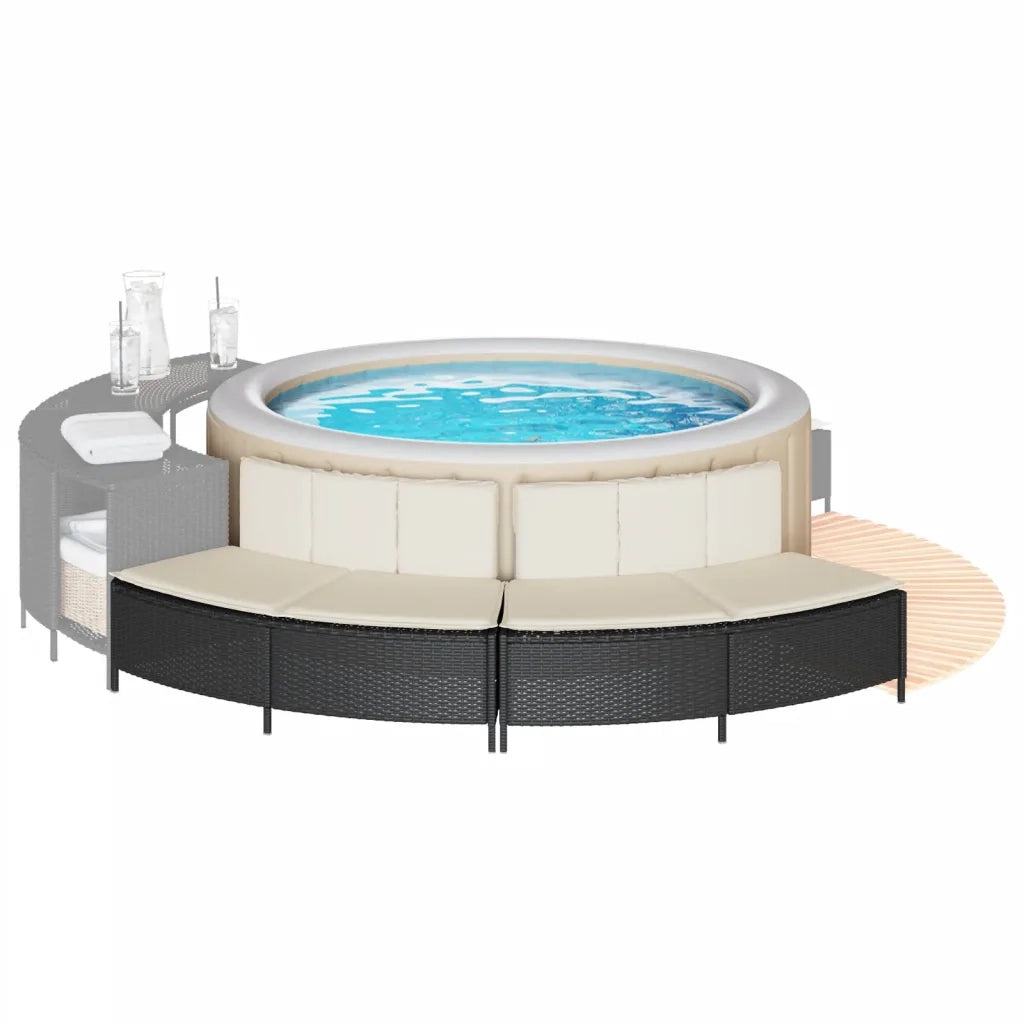 Panche Vasca Idromassaggio con Cuscini 2 pz in Polyrattan Nero CFW1019042