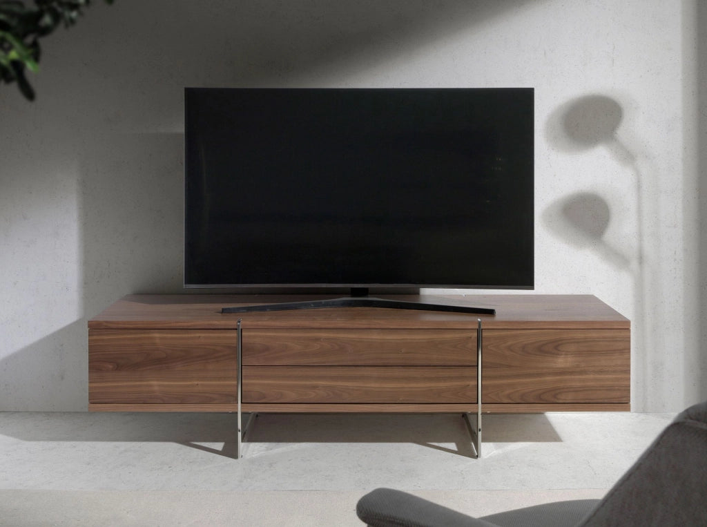 Porta TV in noce e acciaio cromato