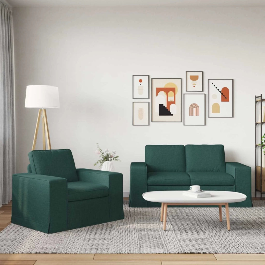 Set di divani 2 pcs Verde Scuro 162 x 80 x 82 cm Tessuto