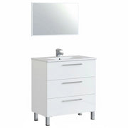 Mobile Bagno A Terra Con 3 Cassetti Lavabo In Ceramica E Specchio 77 X 50 Cm Inclusi Design Moderno Salvaspazio Elegante E Funzionale 80 X 45 X 86 Cm Colore Bianco