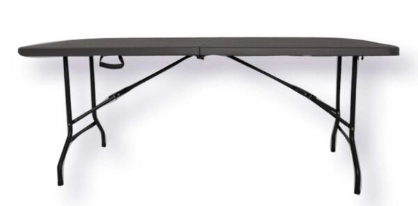 Tavolo birreria pieghev.acciaio e resina 180x76x73 dark grey eff.legno