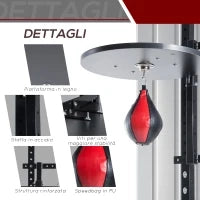 Piattaforma Boxe con Speedball Φ21 cm, Punching Ball per Allenamento Pugilato Arti Marziali, in Legno e Acciaio