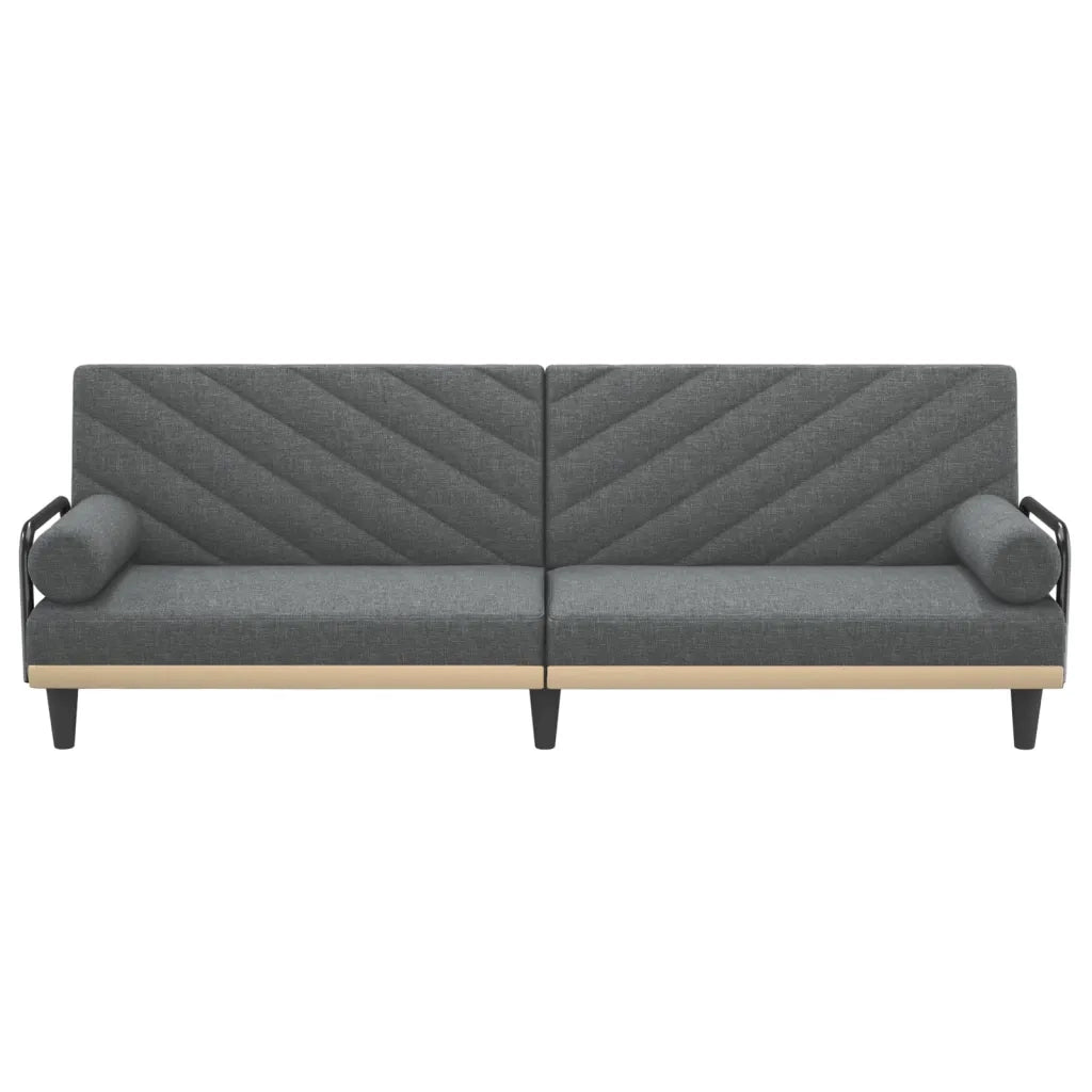 Divano Letto con Braccioli Grigio Scuro in Tessuto 351932