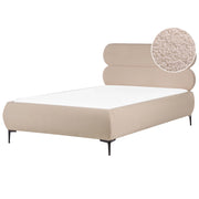 Letto matrimoniale con rete testiera in bouclè tortora gambe in metallo camera da letto 120 x 200 cm classica minimalista