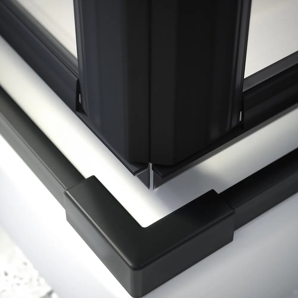 Box doccia angolare 100x90cm doppia anta a libro profili nero opaco e vetro da 8mm trasparente h195 | Fiji