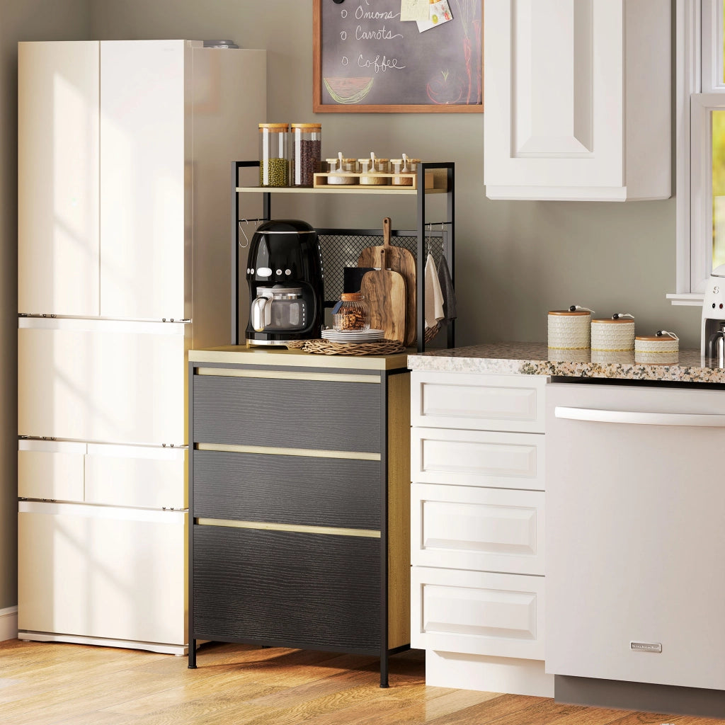 Armadio da cucina industriale con 3 cassetti e ripiano ¨C zephmum ¨C 60x40x132cm