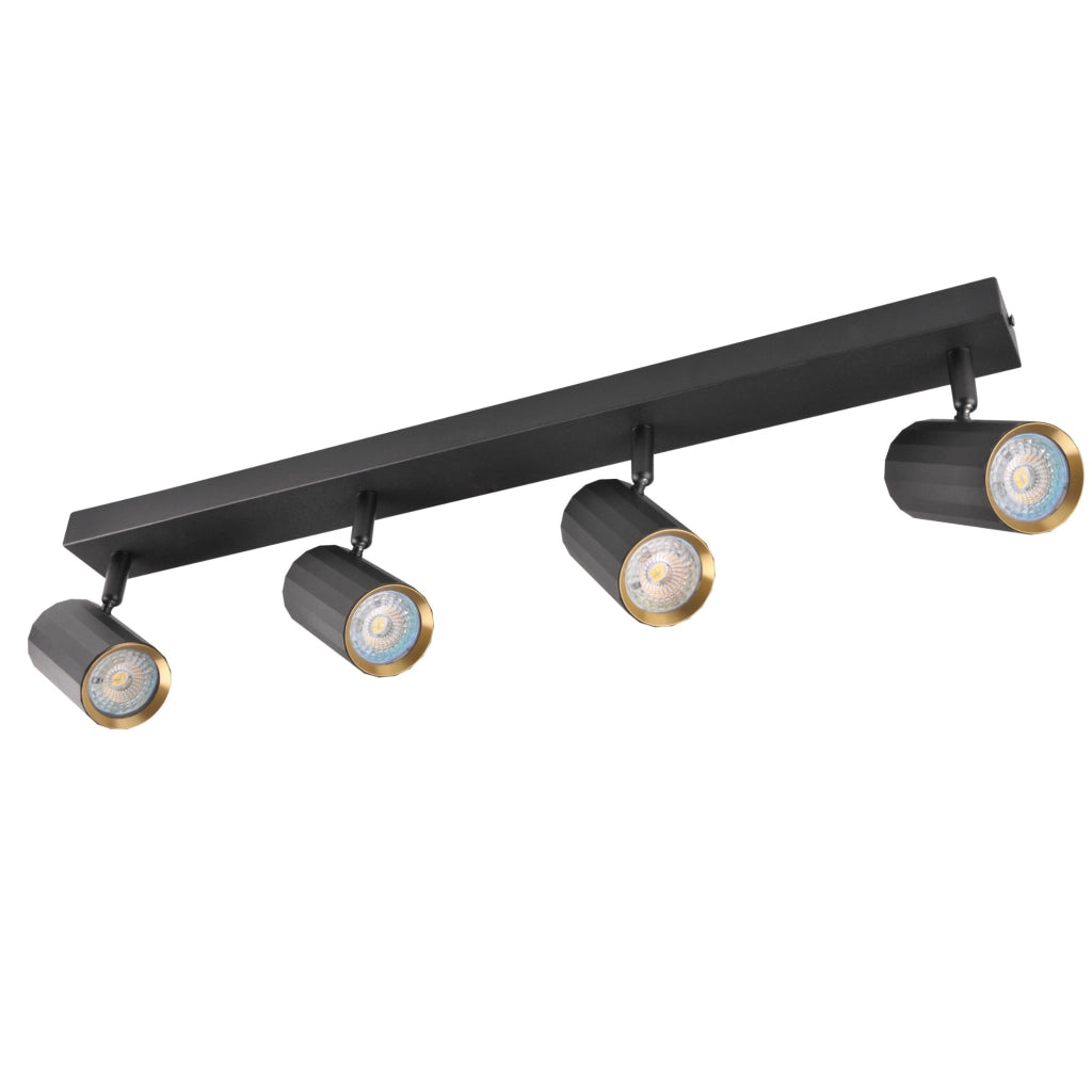 Plafoniera/Applique 4 luci nero-oro GU10 Nicea Polux