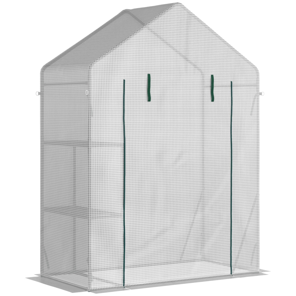 Serra da Giardino in PE e Acciaio con Scaffali ¨C zephmum ¨C Bianco 143x73x195 cm