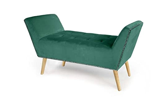 PANCA IN VELLUTO CON GAMBE LEGNO 117 X 40 X 60 CM IN COLORE VERDE