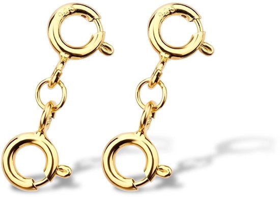 Chiusura a catena in oro - Doppia chiusura rotonda - Chiusura per gioielli - Chiusura di sicurezza - 2 pezzi - Materiale leggero metallico - Chiusura per gioielli