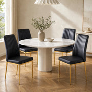 Set di 4 sedie da pranzo in PU nero con gambe dorate
