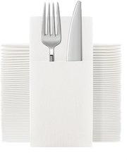 Serviette in Telaio 100 Unità - Serviette da Tavola - Serviette per Festa - Serviette con Tasca per Cucchiaino - Servietta Piegata a Velo - Serviette in Lino - Serviette per Cena