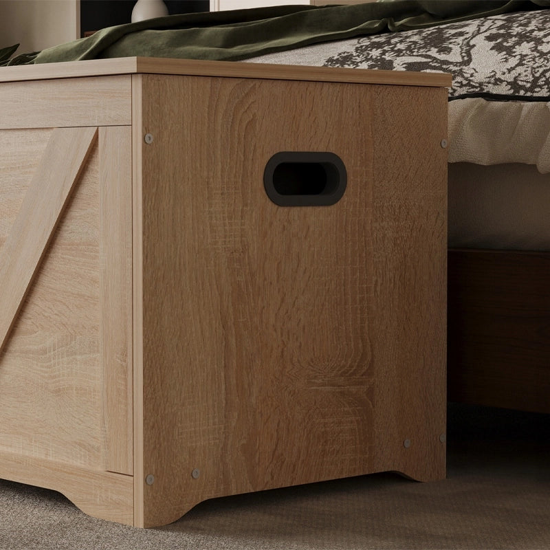 GRANDE CASSA DI LEGNO PER CONTENITORE MARRONE CHIARO BAULETTO PANCA 100 CM