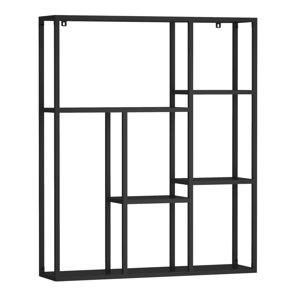Scaffale da Parete Jämijärvi in Acciaio con Scomparti Aperti 90 x 75 x 18 cm Nero, opaco [en.casa]