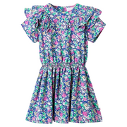 Abito da Bambina con Maniche a Volant Blu Cobalto 104cod mxl 110734