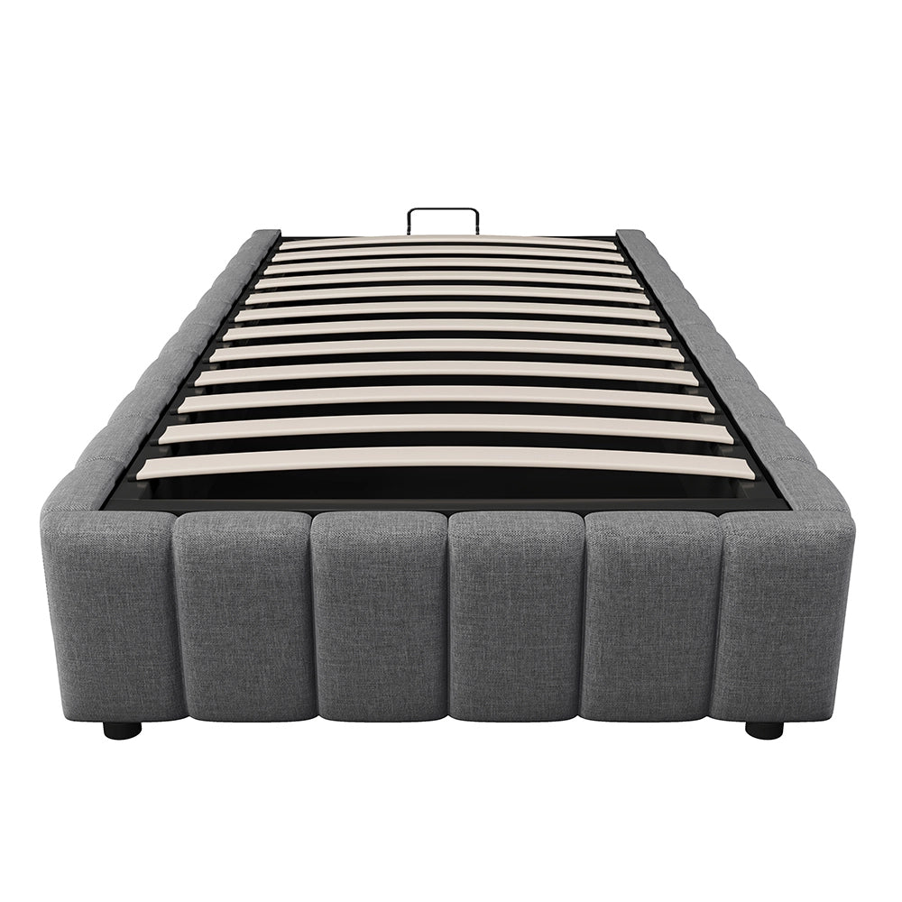 Letto singolo-Xylo-90x200 cm-idraulico, senza testiera, grigio