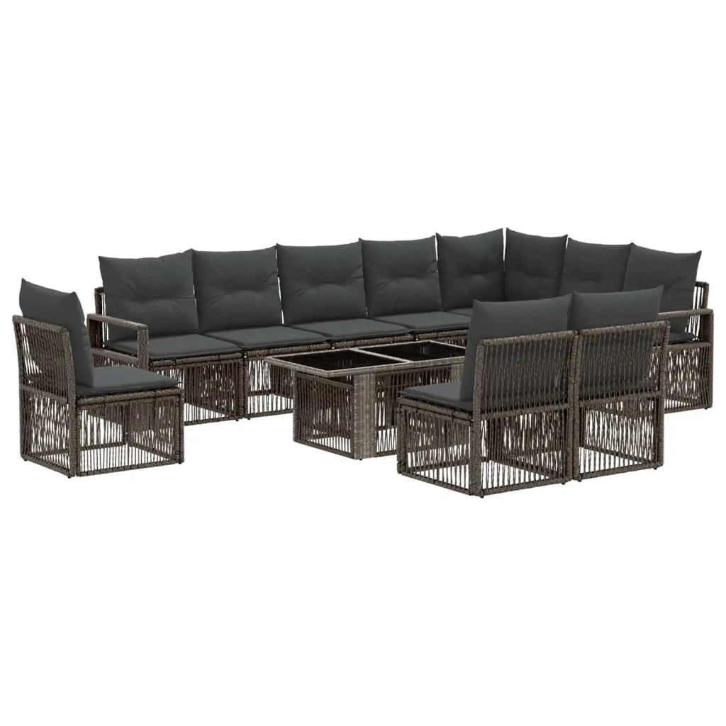 Set Divano da Giardino 11 pz Grigio e Grigio Scuro polyrattan 3437111