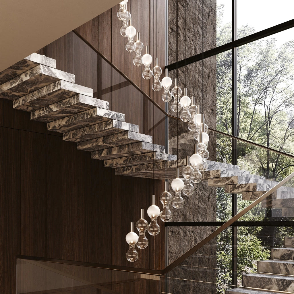 Zafferano Lampada a sospensione Sfera LED TRIAC 8W 2700K Vetro borosilicato trasparente e alluminio, design moderno per illuminazione d'interni